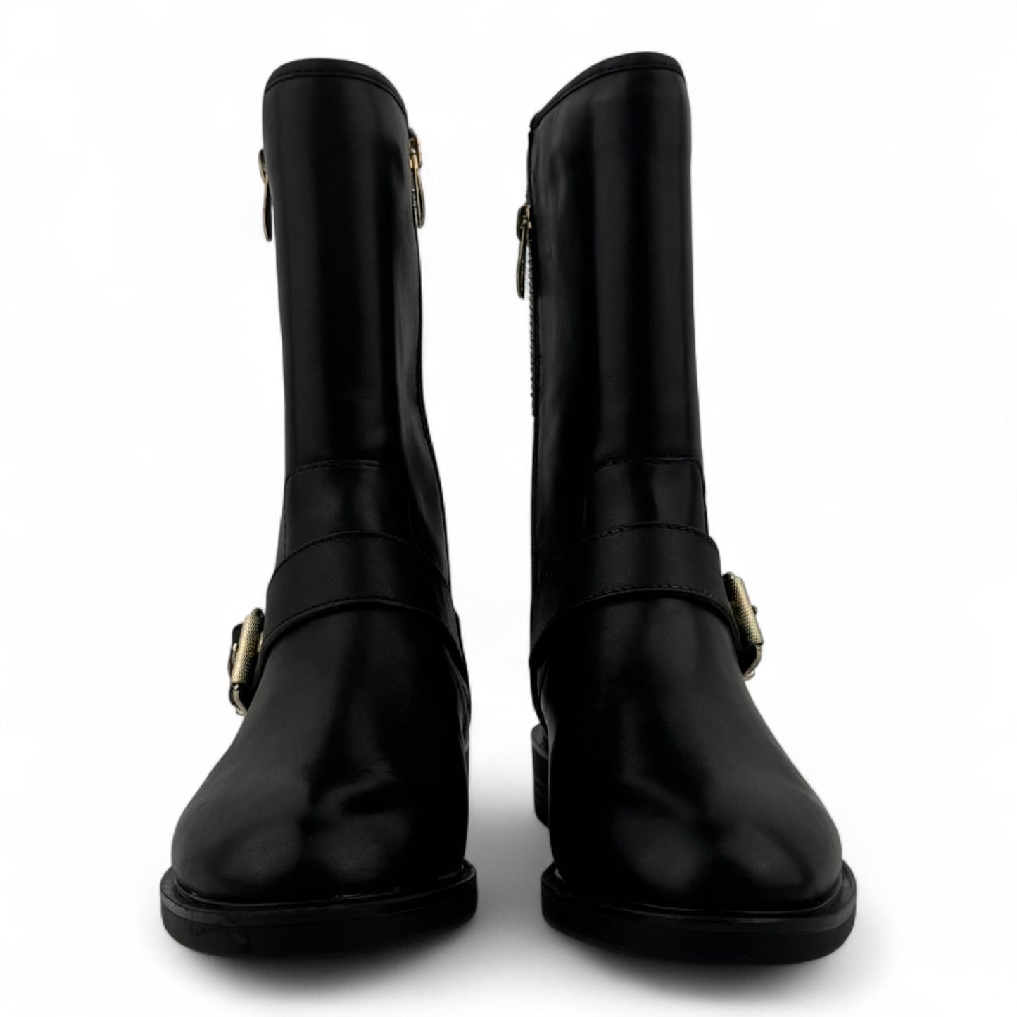 Steve Madden Zain Mid-Calf Boots – Black with Gold Studs