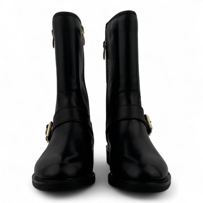 Steve Madden Zain Mid-Calf Boots – Black with Gold Studs