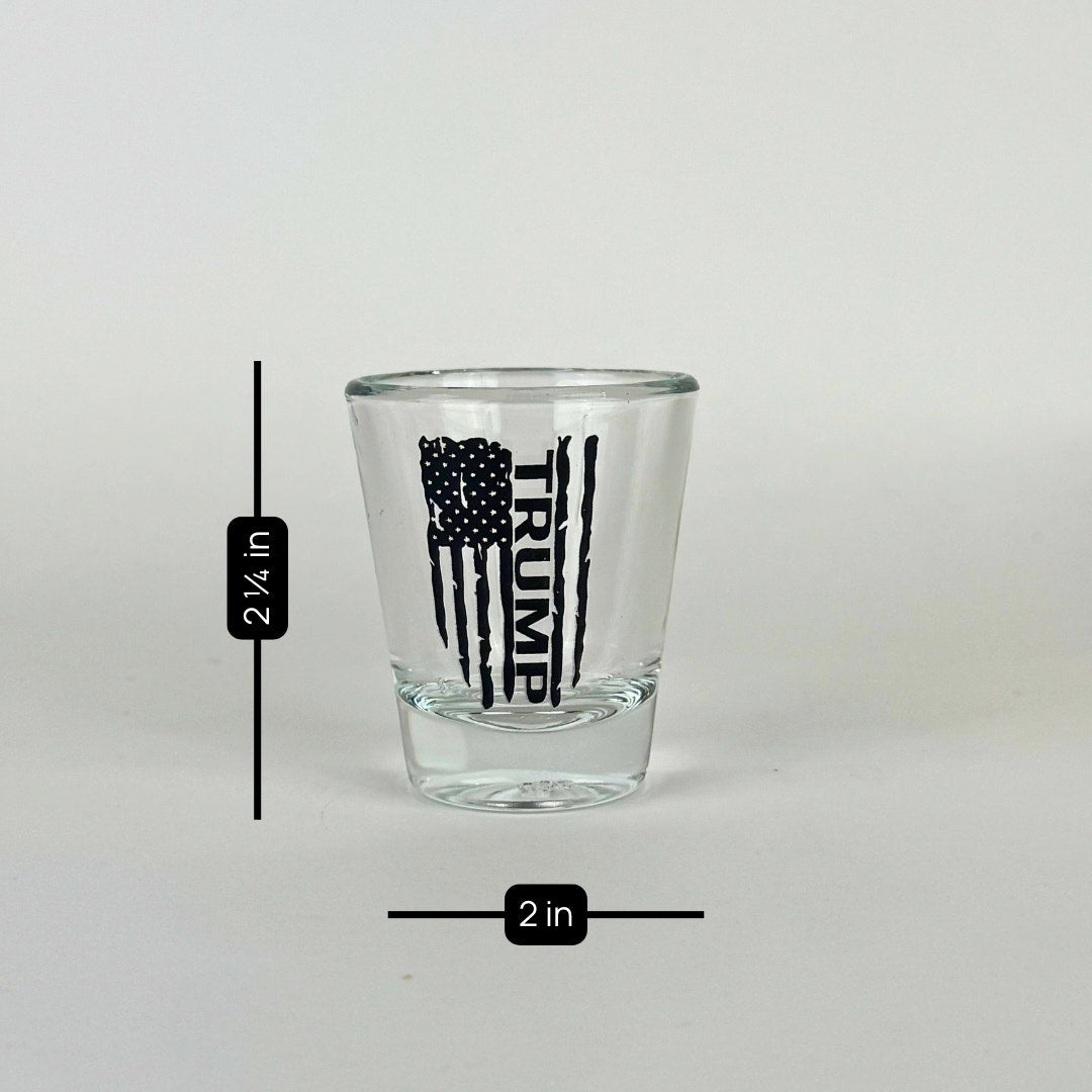 Trump Distressed Flag – Clear Shot Glass (Set of 2)