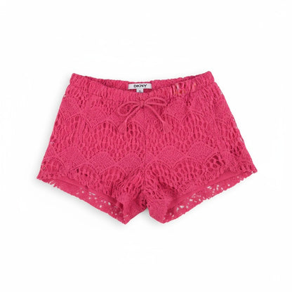 DKNY Girls’ 2-Pack Shorts Set – Blue Pom Trim & Pink Lace