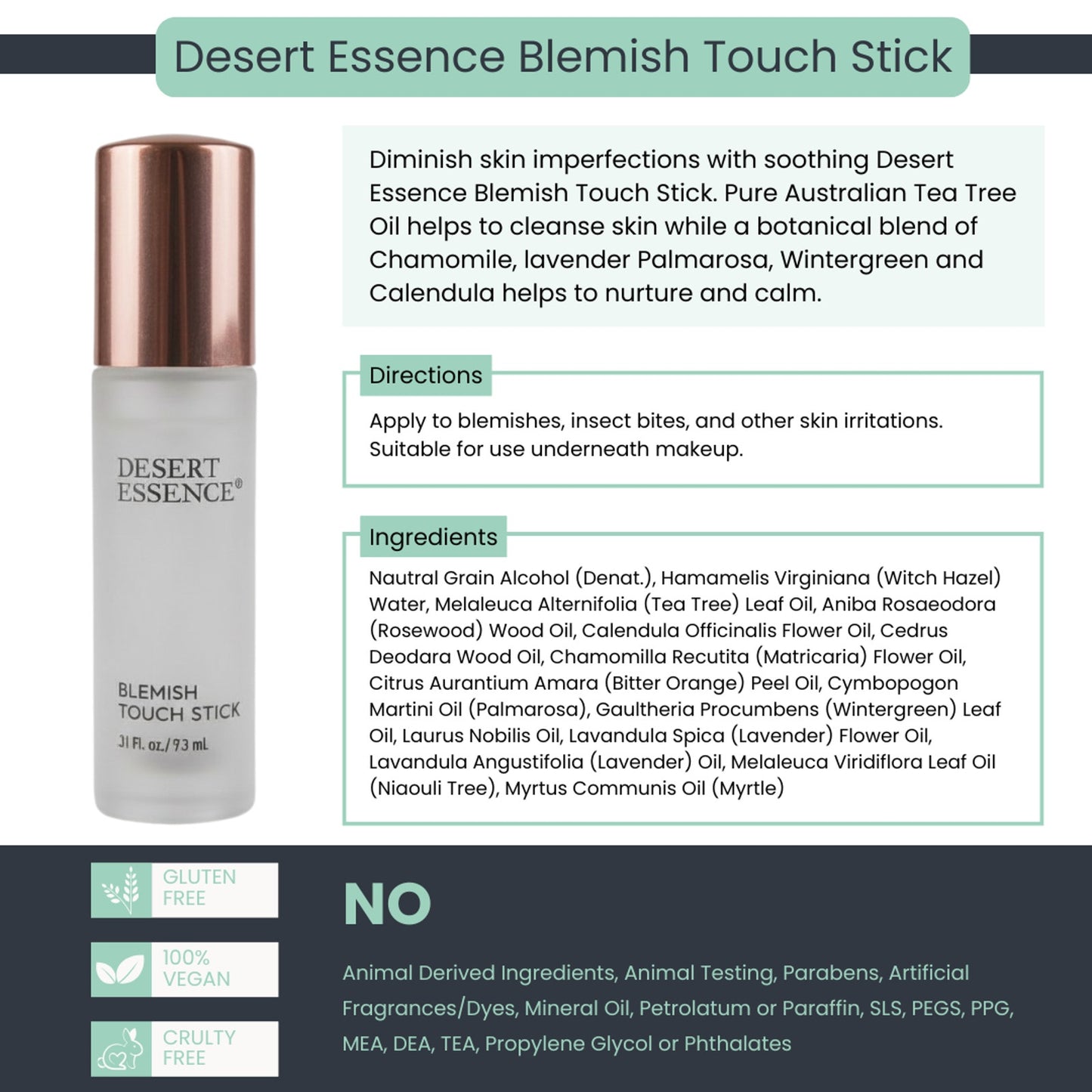 Desert Essence Herbal Blemish Touch Stick with Natural Extracts & Essential Oils - .31 Fl Ounce