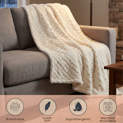 Luxury Concepts Embossed Faux Fur Sherpa Throw