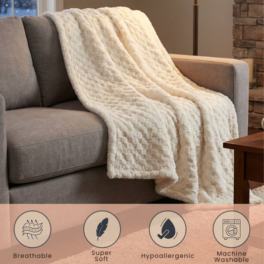 Luxury Concepts Embossed Faux Fur Sherpa Throw