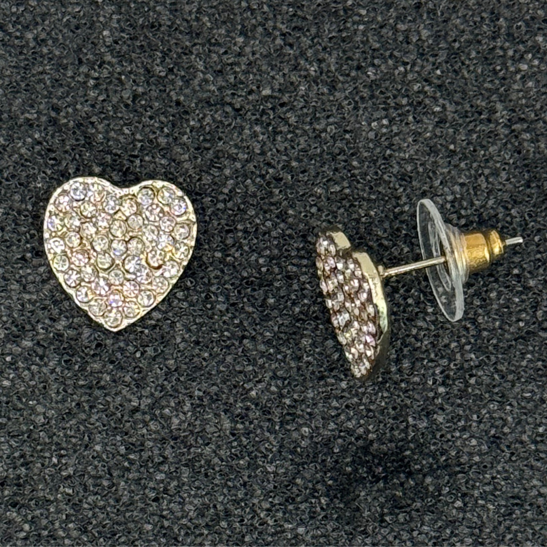 Crystal Heart Stud Earrings – Rose Gold, Gold, or Silver