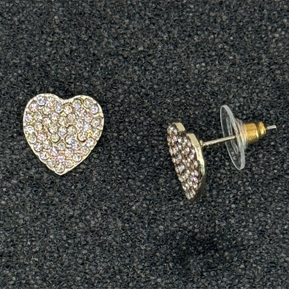 Crystal Heart Stud Earrings – Rose Gold, Gold, or Silver