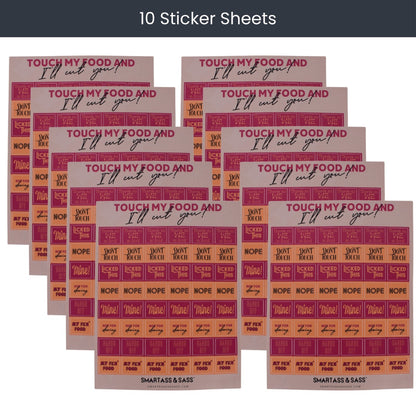 “Don’t Touch My Food” Sticker Sheets (Pack of 10)