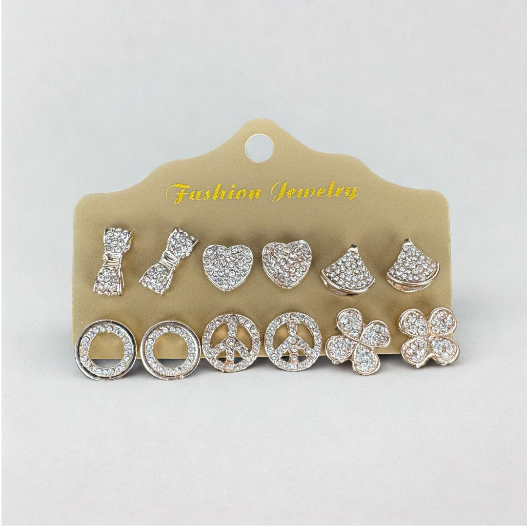 Sparkle & Shine Earring Set — Rose Gold (6 Pairs)