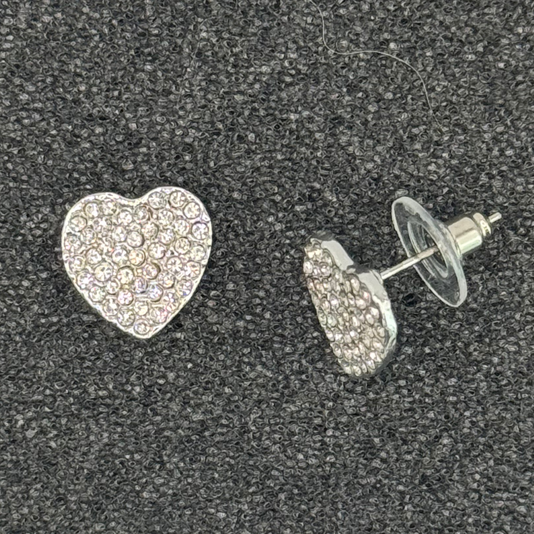 Crystal Heart Stud Earrings – Rose Gold, Gold, or Silver