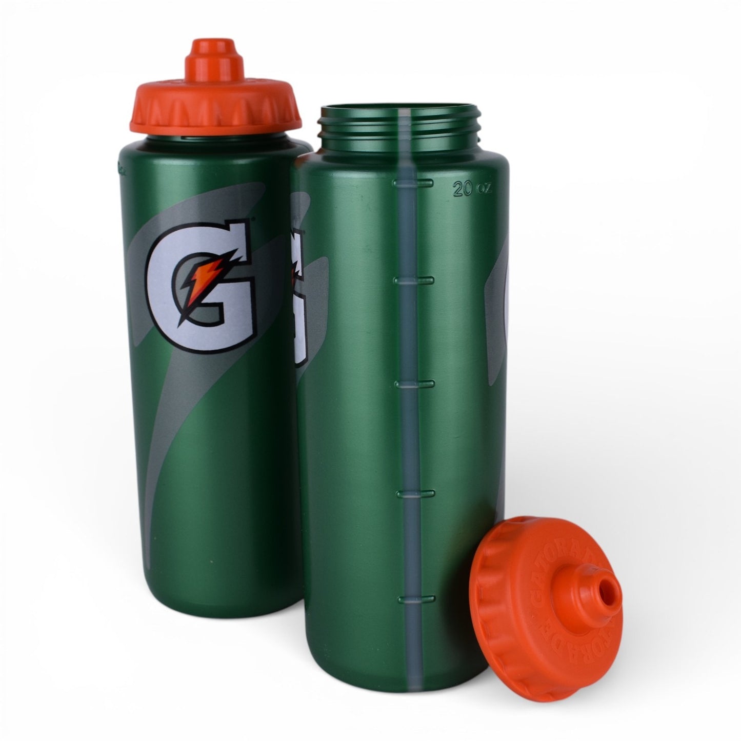 Gatorade 20 oz Squeeze Water Bottles – Green with Orange Lid (2-Pack)