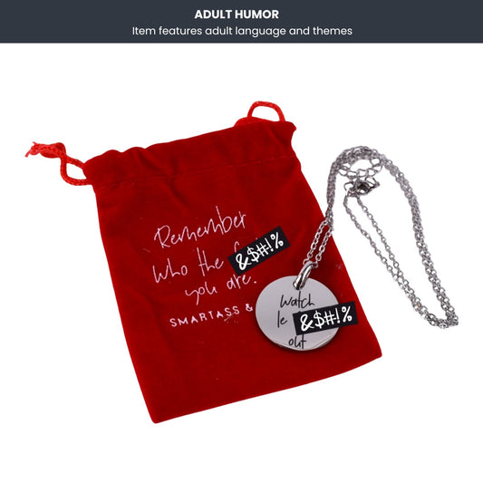 Smartass & Sass “Watch Yourself” Necklace with Velvet Pouch