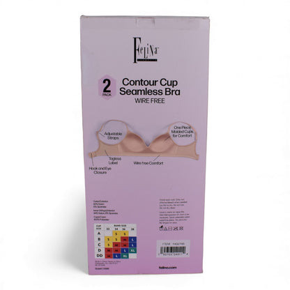 Felina Contour Cup Seamless Bra – 2 Pack (Black & Nude)