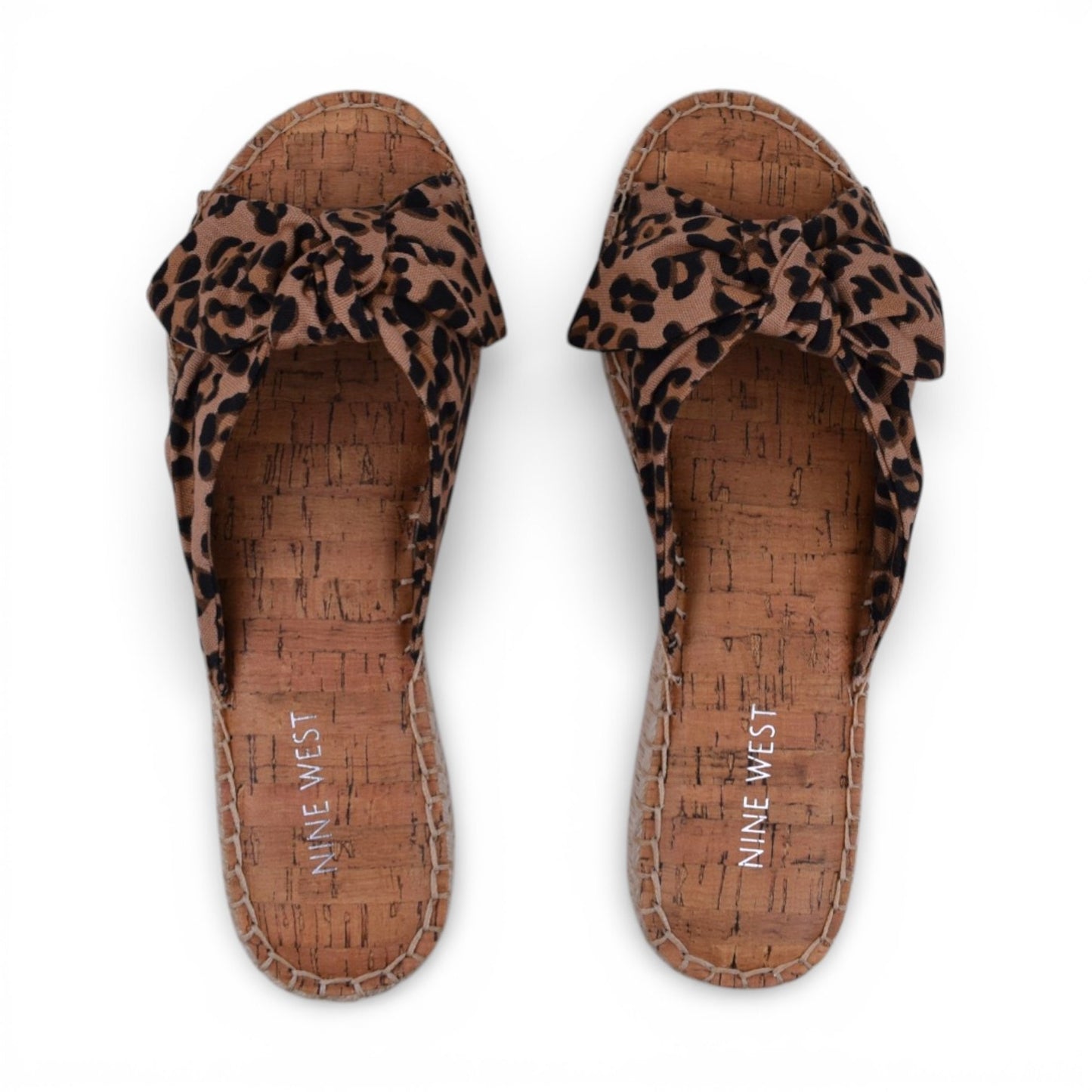 Nine West Brock Leopard Print Espadrille Slide Sandals | Size 7.5
