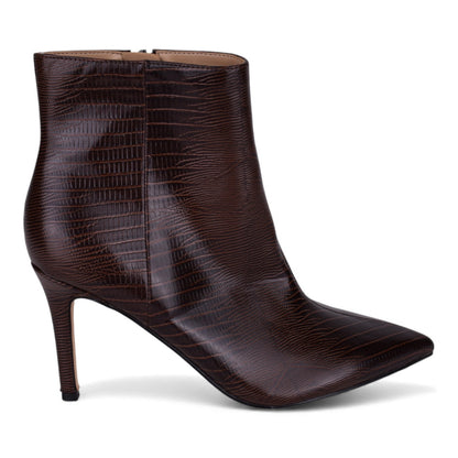 Nine West Fayla Dark Brown Textured Ankle Boots – Size 6M