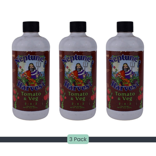 Neptune’s Harvest Tomato & Veg Fertilizer 2-4-2 – Lot of 3 (16 oz Each)