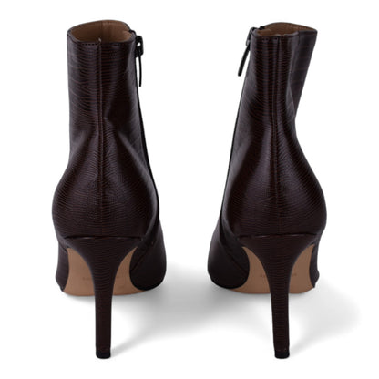 Nine West Fayla Dark Brown Textured Ankle Boots – Size 6M
