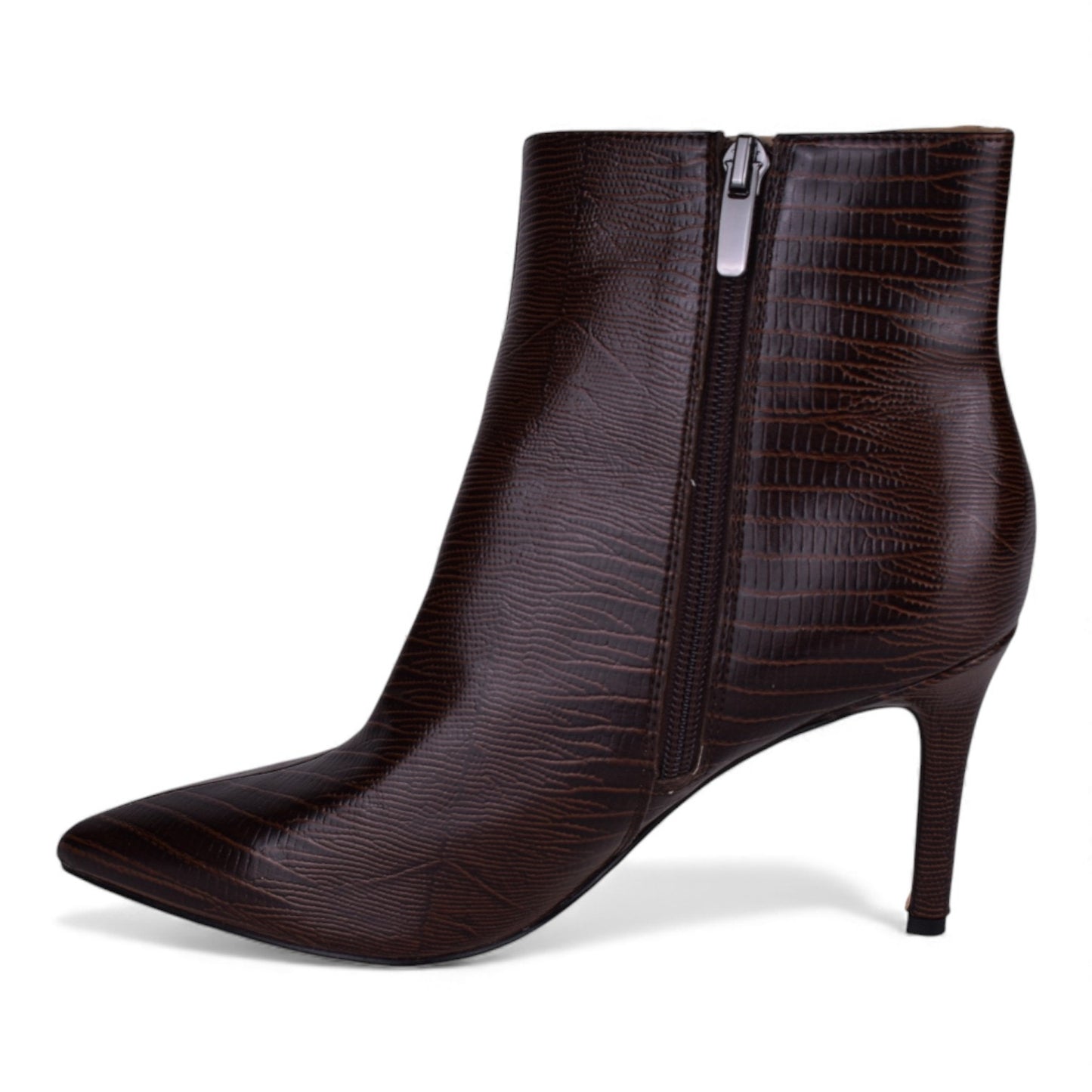 Nine West Fayla Dark Brown Textured Ankle Boots – Size 6M