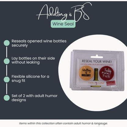 Capabunga Reusable Wine Bottle Caps – Set of 2 (Adult Humor Designs)