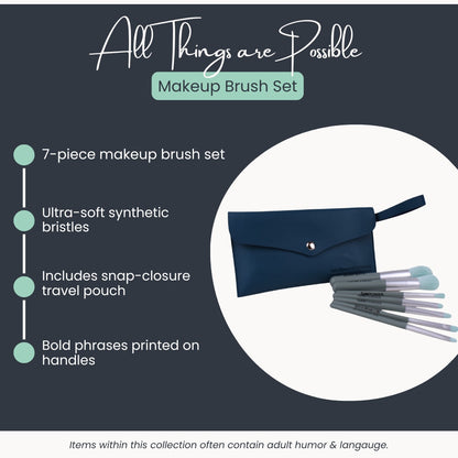 Bold Statement Makeup Brush Set with Travel Pouch (7-Piece Set)