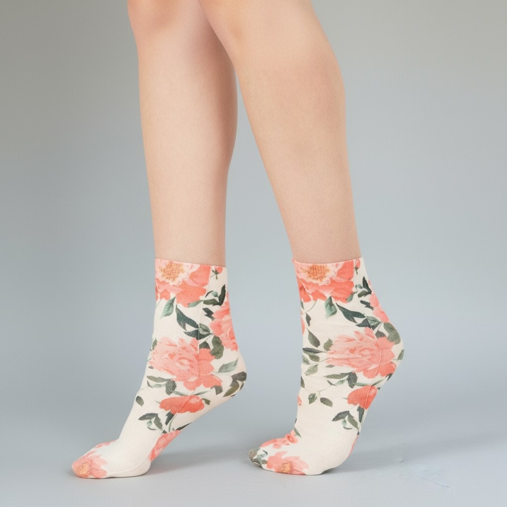 INC International Concepts Women’s Floral Anklet Socks – Pink Peony Print