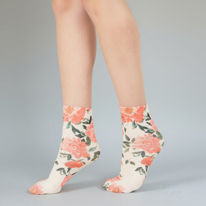 INC International Concepts Women’s Floral Anklet Socks – Pink Peony Print