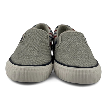 Keds x Swans Island Anchor Slip-On Sneakers – Gray with Red & Blue Stripes