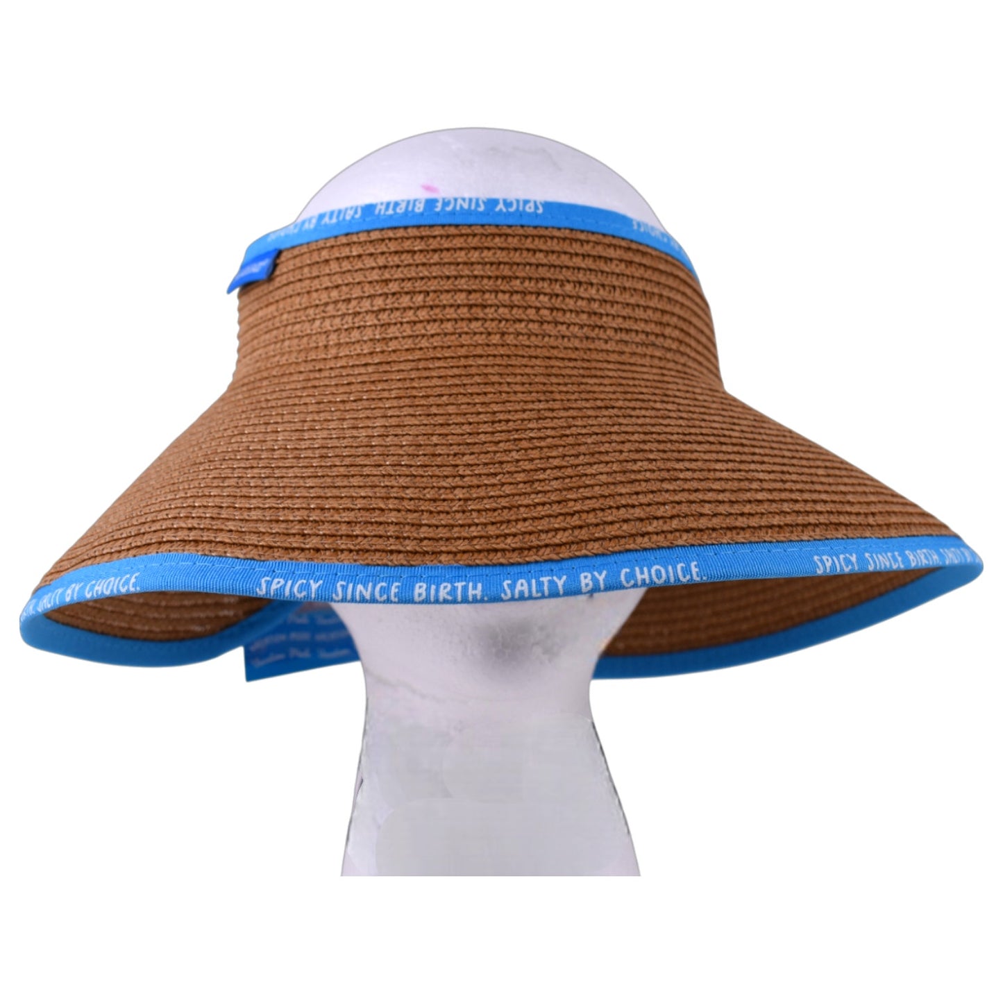 Smartass & Sass Woven Sun Visor Hat – Brown with Blue Trim