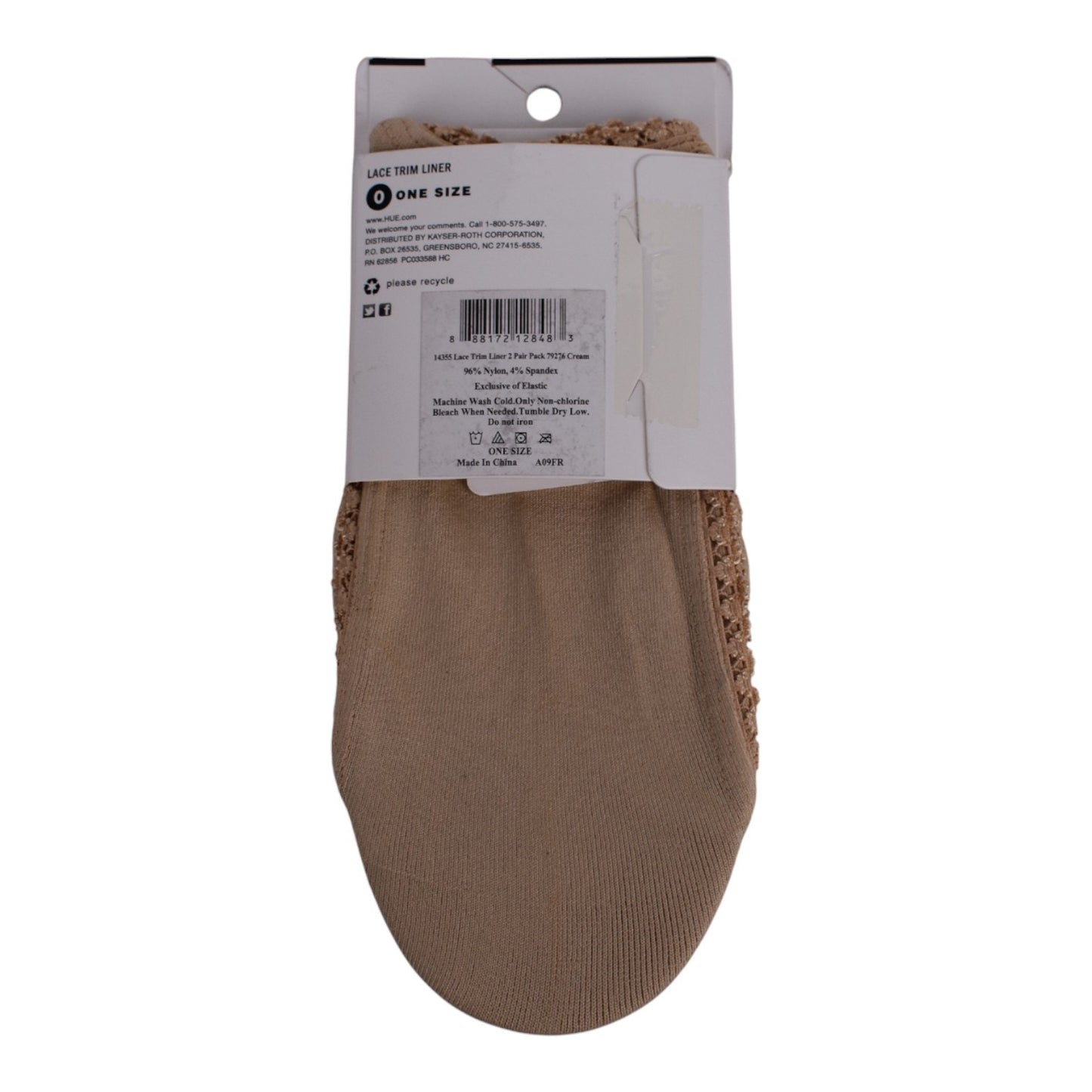 HUE Lace Trim Liner Socks – 2 Pair Pack (Nude)