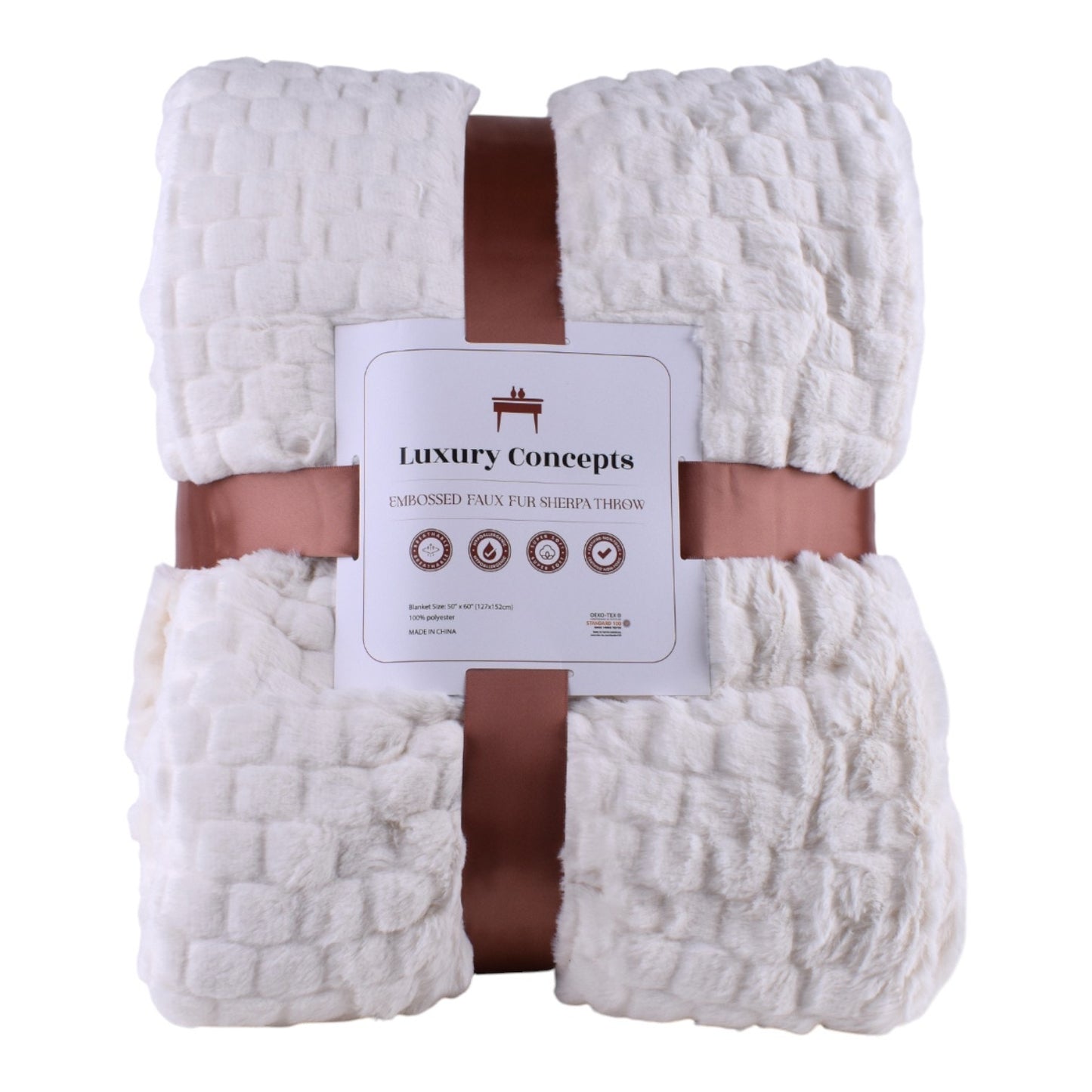 Luxury Concepts Embossed Faux Fur Sherpa Throw