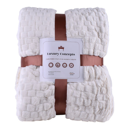 Luxury Concepts Embossed Faux Fur Sherpa Throw