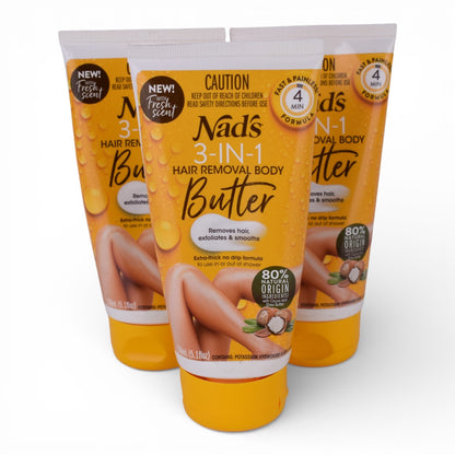Nad’s 3-in-1 Hair Removal Body Butter 5.1oz Fast 4 Min Formula |  LOT OF 3