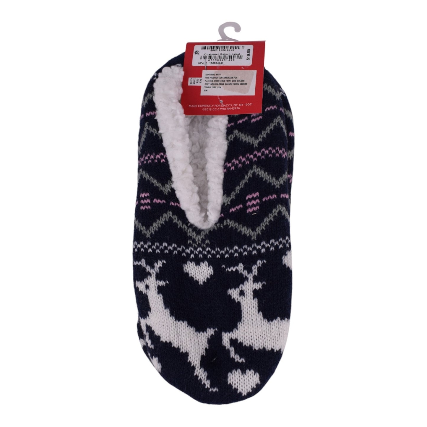 Charter Club Cozy Reindeer Slipper Socks – Navy