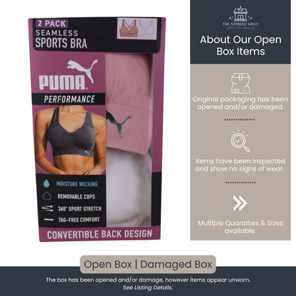 Puma Seamless Sports Bra – 2 Pack - White & Pink (Open Box)