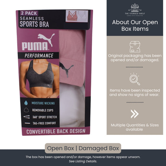 Puma Seamless Sports Bra – 2 Pack - White & Pink (Open Box)