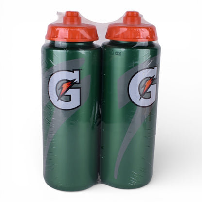 Gatorade 20 oz Squeeze Water Bottles – Green with Orange Lid (2-Pack)