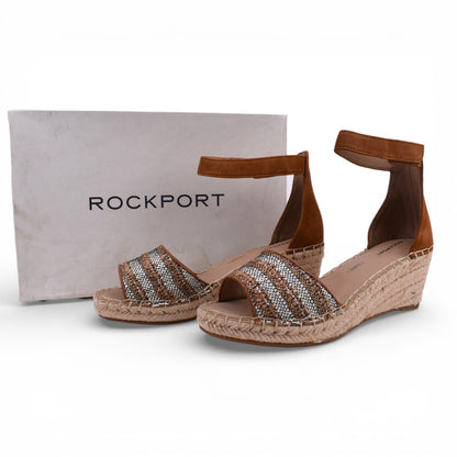 Rockport Marah Tan Espadrille Wedge Sandals | Size 7.5