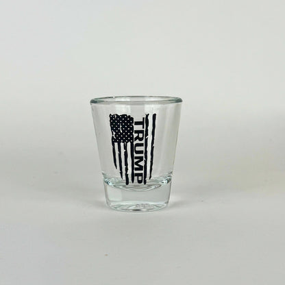 Trump Distressed Flag – Clear Shot Glass (Set of 2)