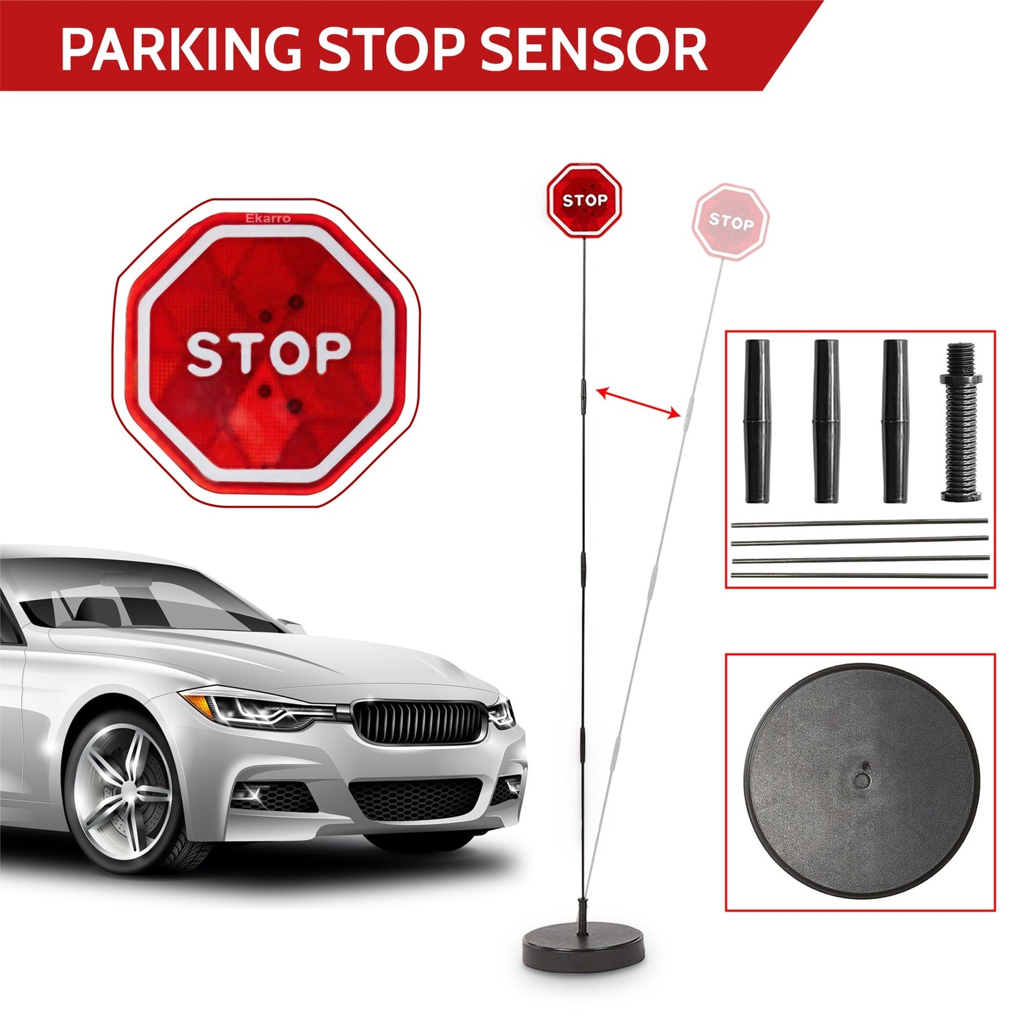 Smart Flashing LED Stop Sign Garage Parking Assistant (2 Pack)
