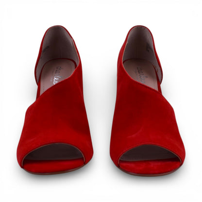 Charles by Charles David Raile Red Kid Suede Open Toe d'Orsay Stiletto Heel | Size 7