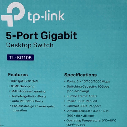 TP-Link TL-SG105 | 5-Port Gigabit Desktop Switch