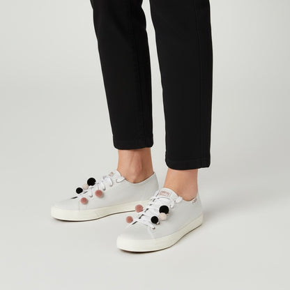 Keds Triple Kick Pom Pom Sneakers – White
