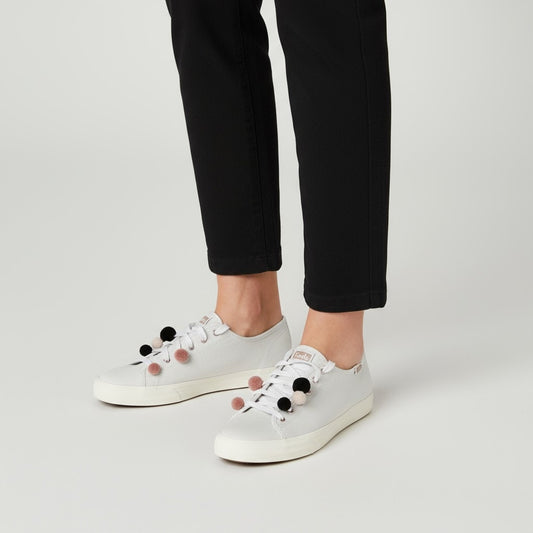 Keds Triple Kick Pom Pom Sneakers – White