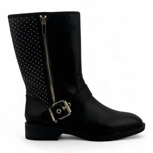 Steve Madden Zain Mid-Calf Boots – Black with Gold Studs