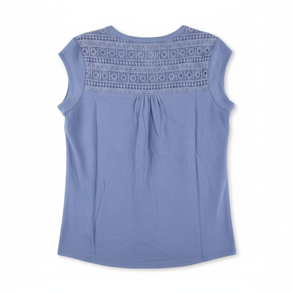 Orvis Womens Anna V-Neck Top with Crochet Lace Inset