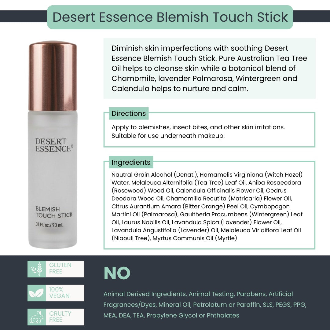 Desert Essence Herbal Blemish Touch Stick with Natural Extracts & Essential Oils - .31 Fl Ounce - Pack of 6