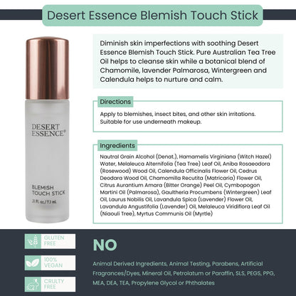 Desert Essence Herbal Blemish Touch Stick with Natural Extracts & Essential Oils - .31 Fl Ounce - Pack of 6