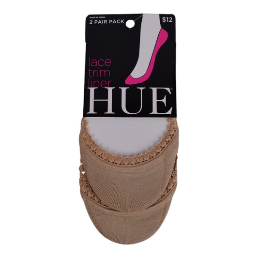HUE Lace Trim Liner Socks – 2 Pair Pack (Nude)