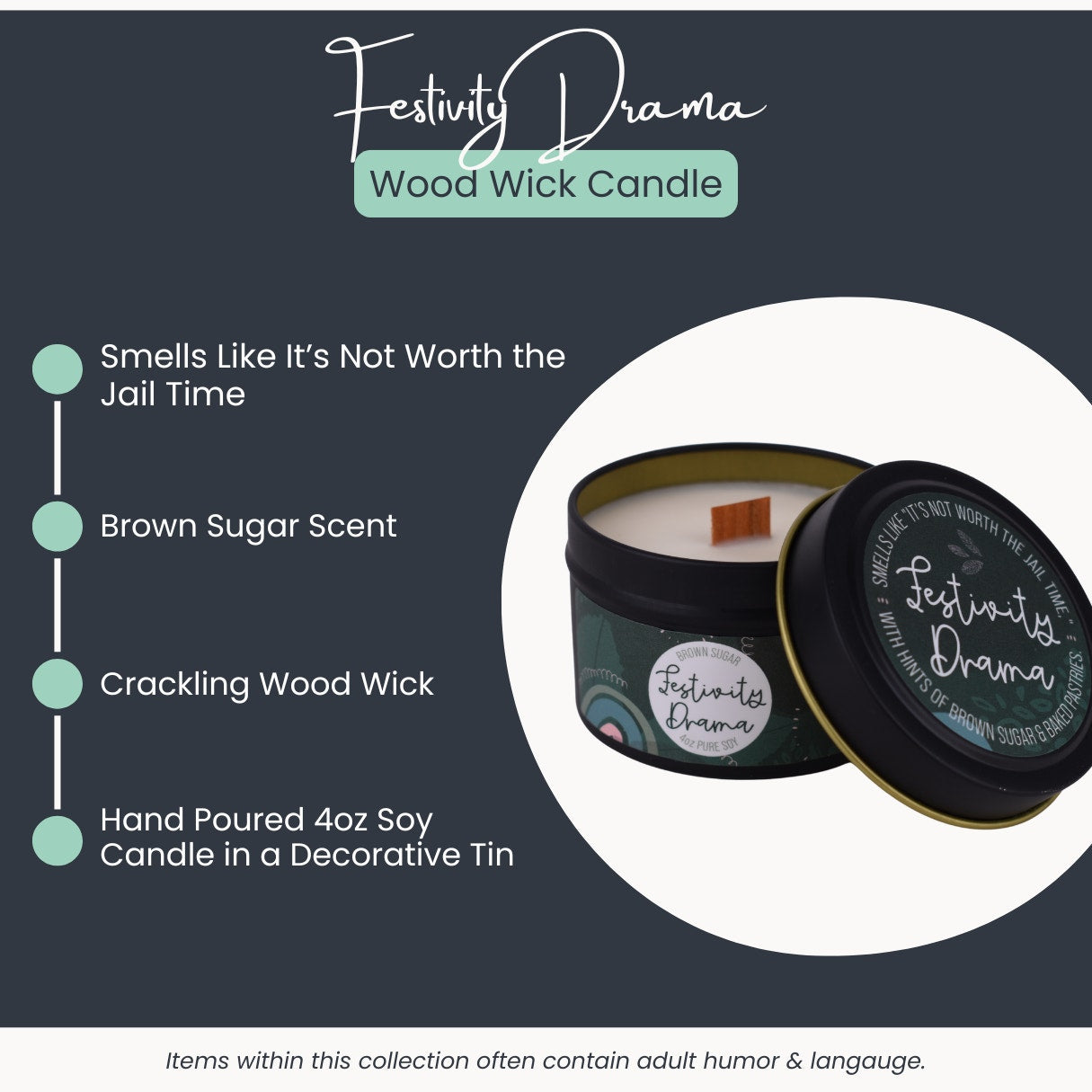 Festivity Drama – Brown Sugar Wood Wick Candle (4oz)