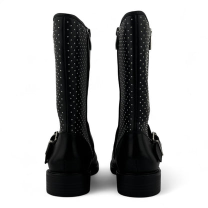 Steve Madden Zain Mid-Calf Boots – Black with Silver Studs