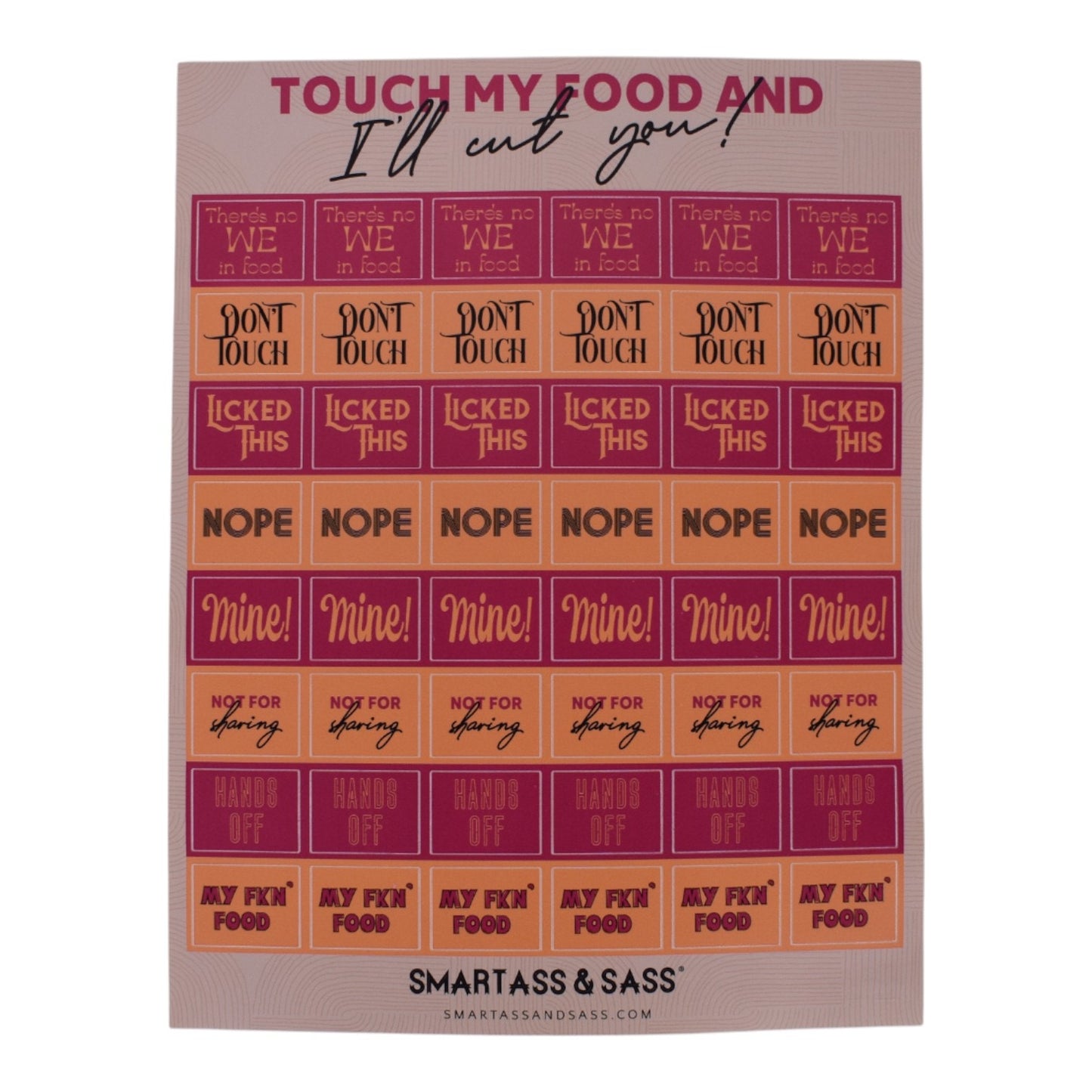 “Don’t Touch My Food” Sticker Sheets (Pack of 10)