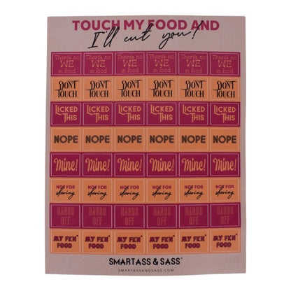 “Don’t Touch My Food” Sticker Sheets (Pack of 10)